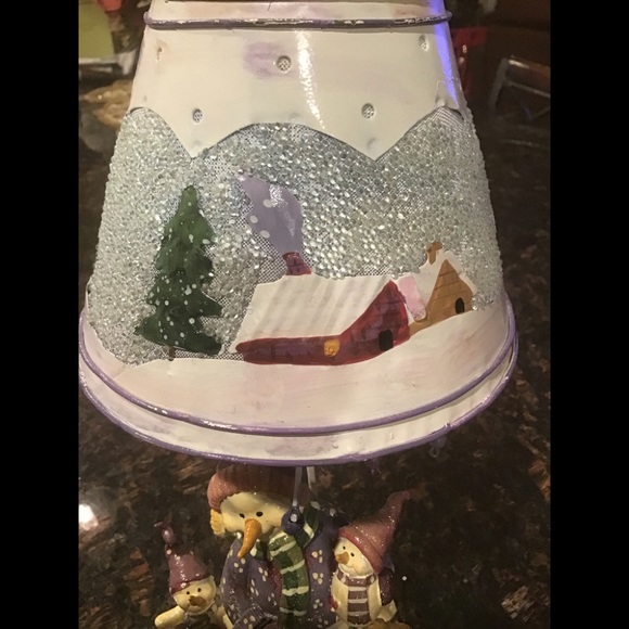 Home Interiors Snowman w/babies Tea Light Lamp - Picture 3 of 8